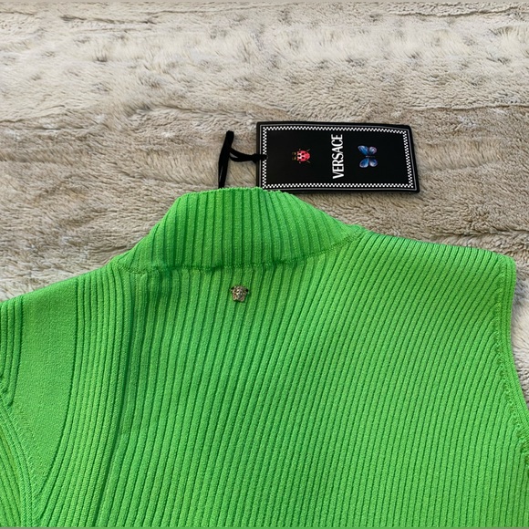 VERSACE💕Sleeveless Slash Midi-Dress in Spring Green - Picture 10 of 14